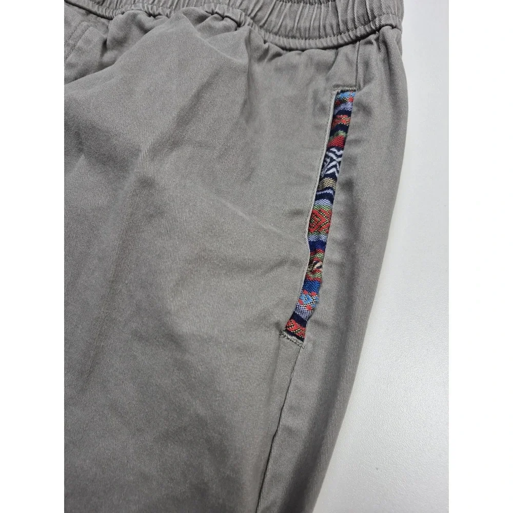 Wowie Men's Jogger Pants Gray Southwestern Trim Elastic Waist Large